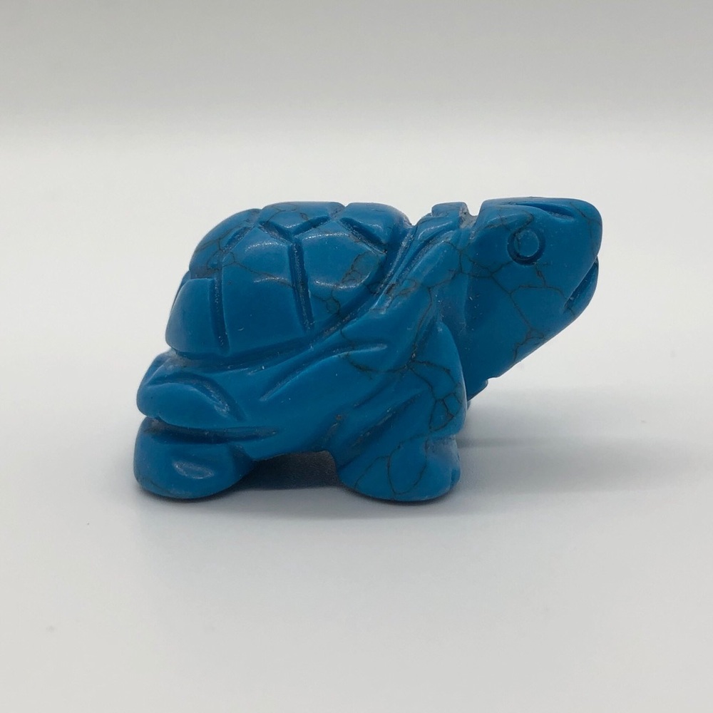Blue Turquoise Turtle Necklace W/ Stone Figurine - Picture 6 of 7